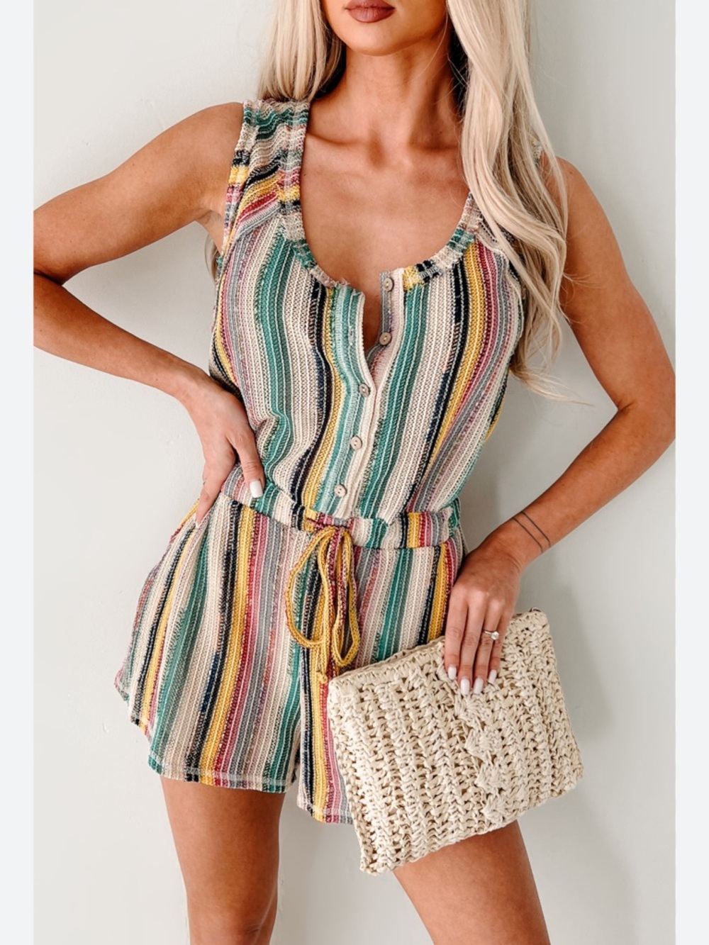 Nanamacs boho babe sleeveless stripe romper